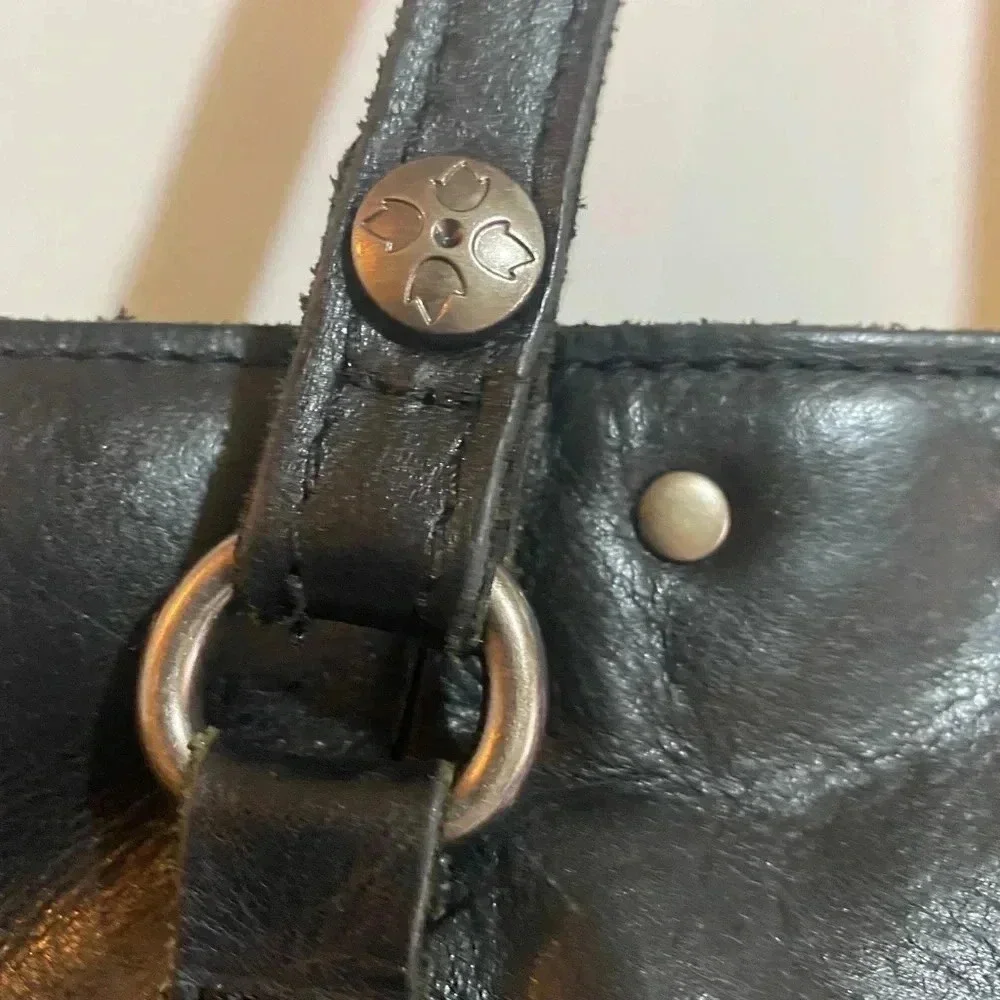Patricia Nash black leather tote bag